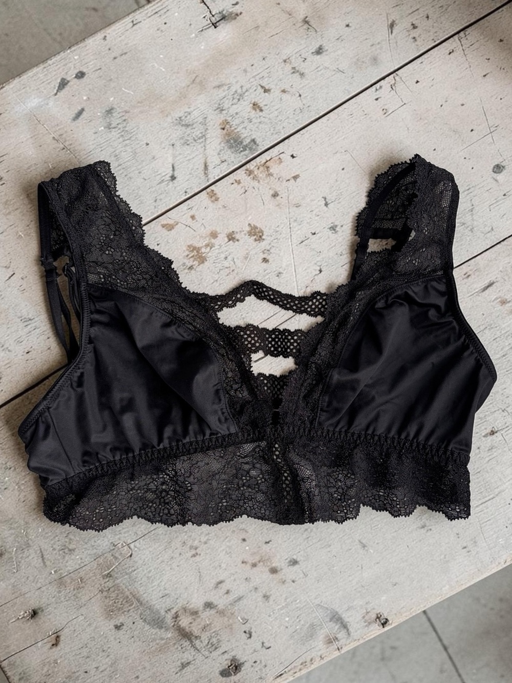 Victoria's Secret Black Lace Bralette with Strappy Detail